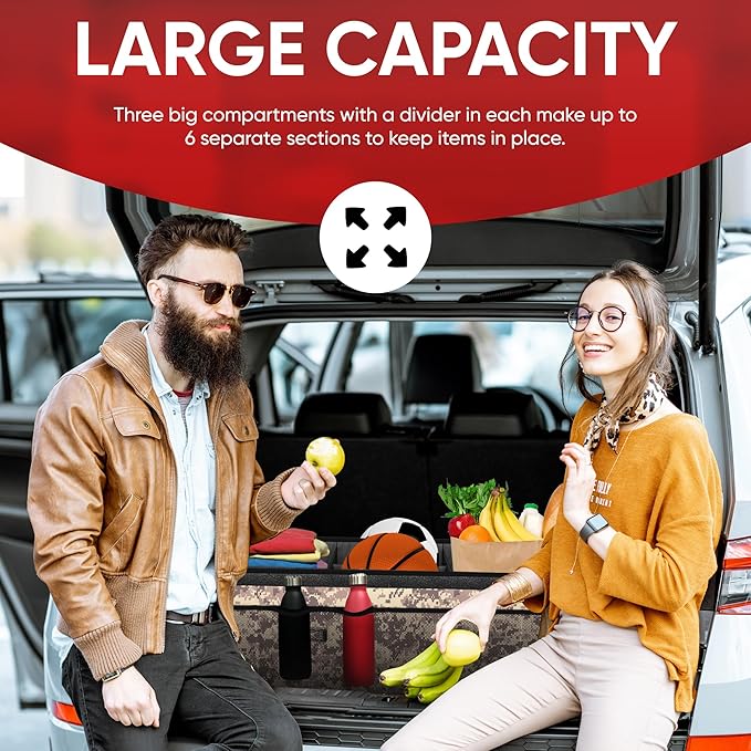 FORTEM Trunk Organizer with Cooler For SUV Car Trunk, Foldable Storage, Car Accessories for Women Men, Collapsible Bag, 600D Oxford, Non Slip Bottom, Straps, Soft Cover (105L)