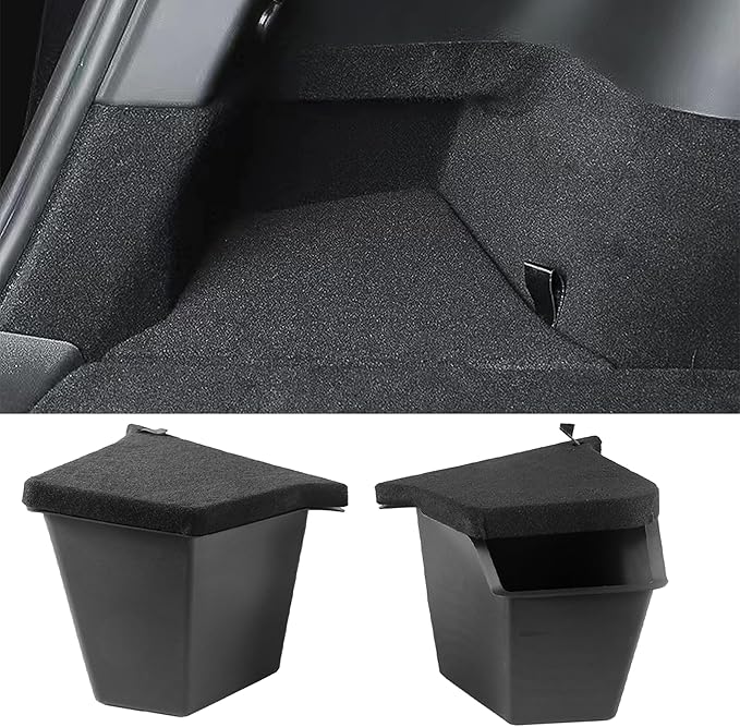 Tesla Model Y Juniper Trunk Storage Bins 2025 2026 TPE Rear Trunk Organizer Storage Box with Lids Tesla Model Y Accessories 2026