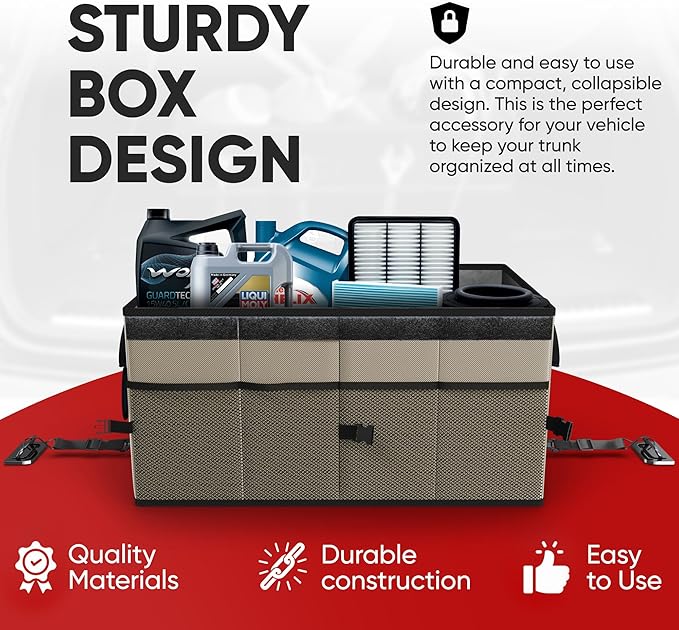 FORTEM Trunk Organizer For SUV Car Trunk Organizer, Foldable Storage, Car Accessories for Women Men, Collapsible Bag, 600D Oxford, Non Slip Bottom, Straps, Soft Cover (65L)