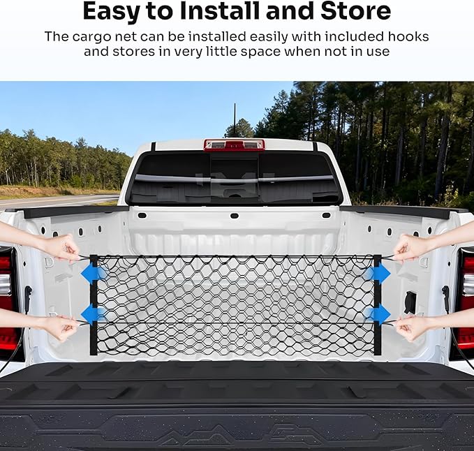 Canvcle Trunk Bed Cargo Net for 2023-2025 2026 Chevy Colorado & GMC Canyon Accessories Envelope Style Mesh Trunk Net Colorado Adjustable Elastic Nylon Rear Canyon Cargo Net with Hooks