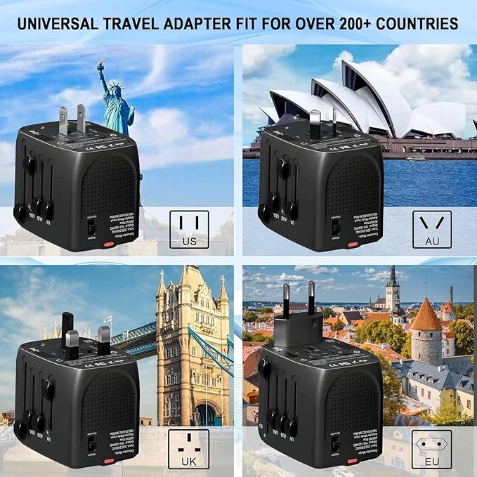 Travel Converter Adapter Voltage Converter that Steps Down 220 Volts to 110 Volts for use in Over 200 Countries,Including The U.S., U.K., Europe, and Australia