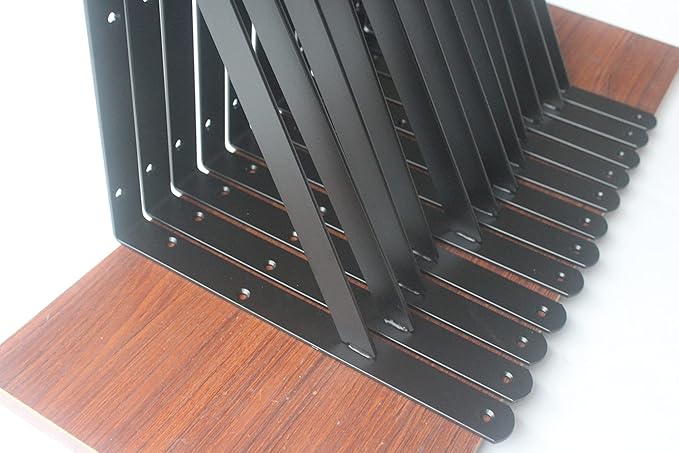 30 Pack L18 x H 12" Black Heavy Duty Shelf Brackets with Screws Metal Shelf Brackets Shelf Support Angle Brackets for Shelves L Brackets Heavy Duty Floating Shelf