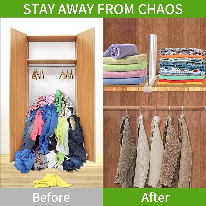 10 Pack Acrylic Shelf Dividers, Clear Shelf Divider for Closet Organization, Closet Shelf Separators for Clothes/Purses, Wood Shelves Organizers in Bedroom, Kitchen, Office, Cabinets, Bathroom Storage