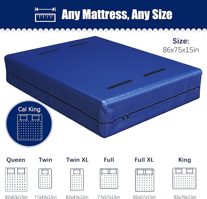 Cosy Family Mattress Bags for Moving with 8 Handles - 170GSM Extra-Thick Mattress Bag for Moving Supplies - Reusable Mattress Cover Protector Storage with Zipper, Blue, California King
