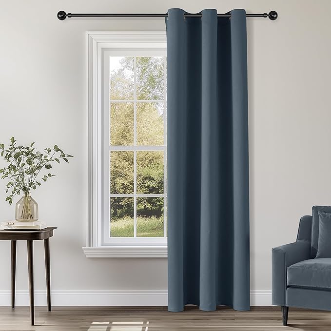 ChrisDowa Blackout Curtains 78 inches Long for Bedroom - Grommet Thermal Insulated Room Darkening Curtains for Living Room (1 Panel, Stone Blue, 42 x 78 Inch)
