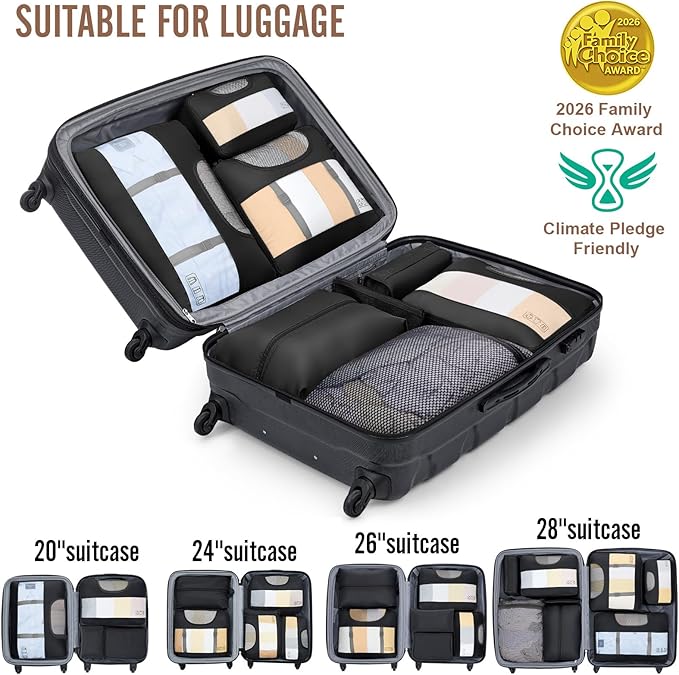 Veken 10 Set Packing Cubes for Travel Essential, Suitcase Organizer Bags in 4 Sizes, Carry-On Luggage Accessories with Large Laundry & Shoes Bag, Must-Have for Airplane, Road Trip & Camping