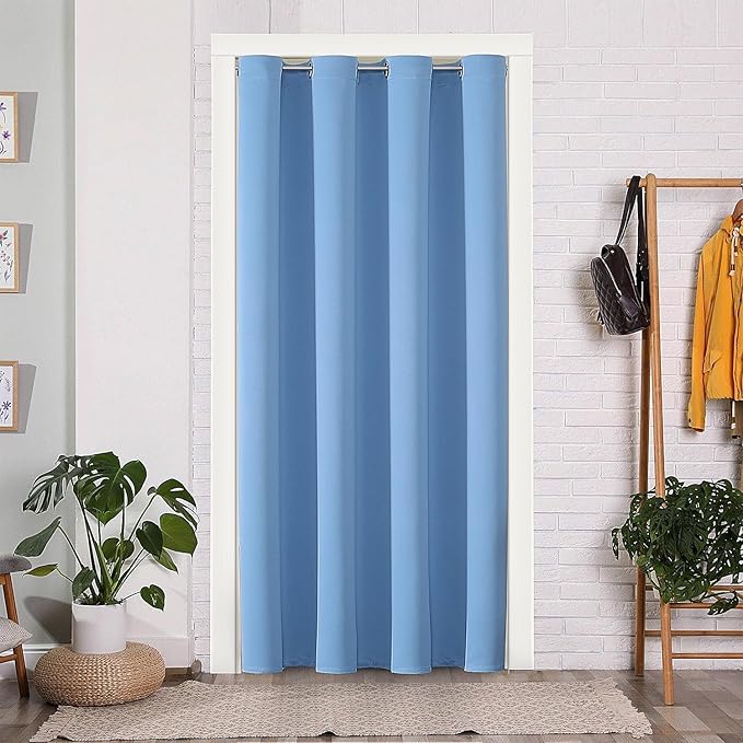 ChrisDowa Blackout Curtains 102 Inches Long for Living Room, Grommet Thermal Insulated Room Darkening Curtains for Bedroom (1 Panel Set, Sky Blue, 52W x 102L)
