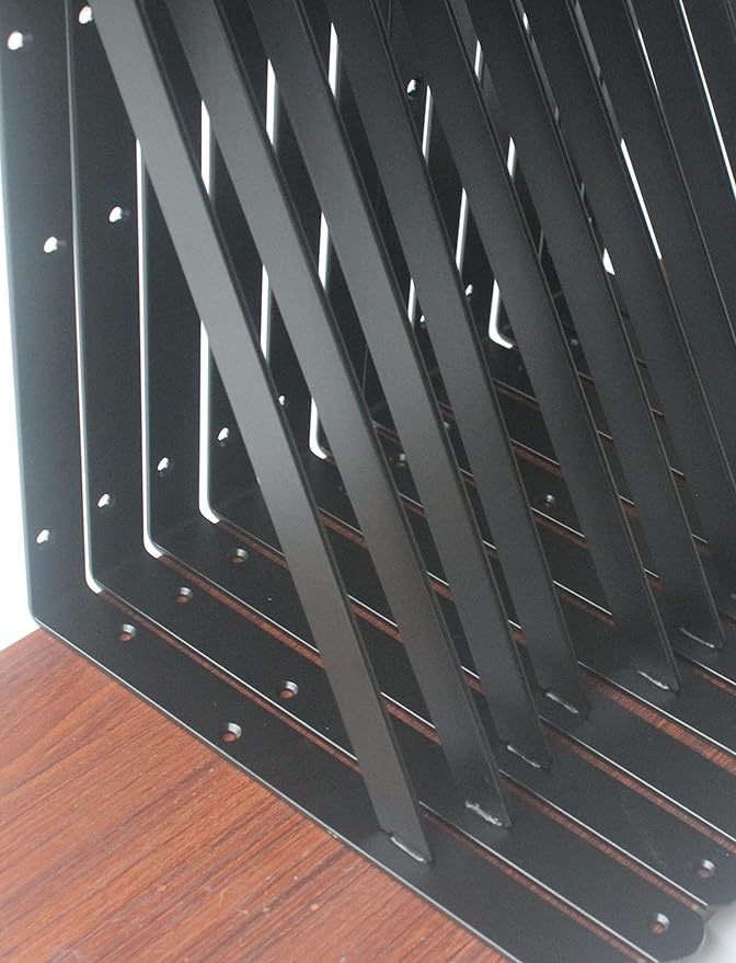 30 Pack L18 x H 12" Black Heavy Duty Shelf Brackets with Screws Metal Shelf Brackets Shelf Support Angle Brackets for Shelves L Brackets Heavy Duty Floating Shelf