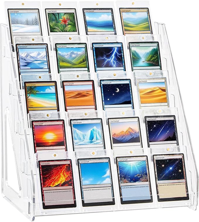 DEEIF 5 Tier Acrylic Trading Card Display Stand, 12" Display Shelf for Magnetic Card Holders, Toploaders, PSA Graded Cards, TCG Sports Card Collection (5Tier, 1Pack)