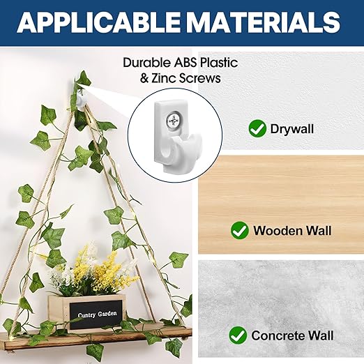 25 Sets Wire Shelf Clips, Down Wall Clips with Screws & Anchors - Plastic Heavy Duty Wall Clips for Closet Shelf Brackets, Wire Shelving Accessories (White)