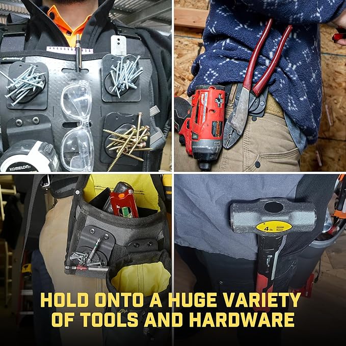 MagMaster | Magnetic Tool Holder - Strong Clip-On Belt Magnet Holster for Screws, Nails, Hammer, Sockets, Pliers, Screw Driver, Trowel, Drill Bit, Wrench, or Any Magnetic Tools and Hardware