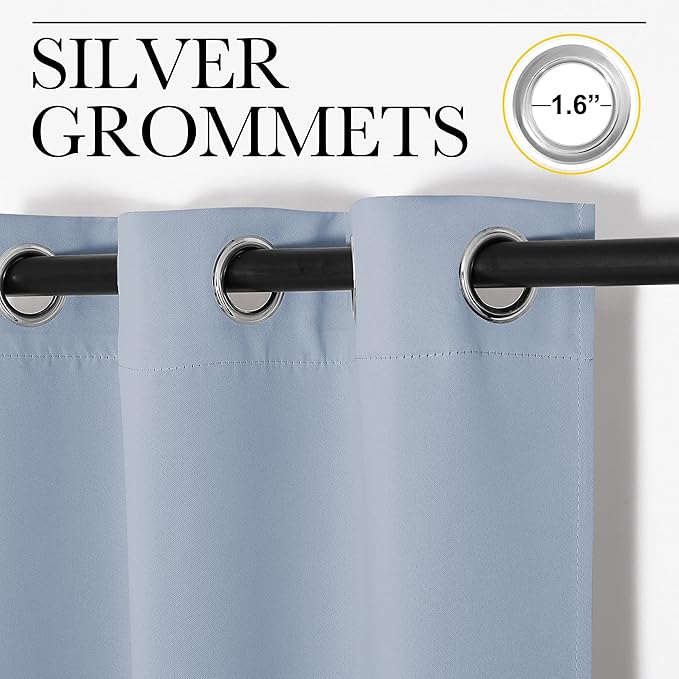 NICETOWN Bedroom Blackout Curtain Panel - (120 inches by 108 inch, Vintage Blue, 1 PC) Energy Saving Thermal Insulated Grommet Blackout Drapery for Patio, Room Divider Curtain