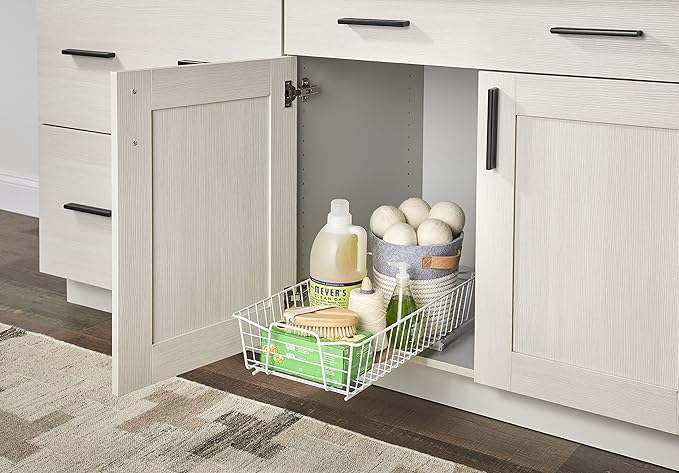 ClosetMaid Pull Out Cabinet Organizer, Heavy Duty, Slide Out Pantry Shelves Drawers for Kitchen, Bathroom, 5.25" H x 11.13" W x 20" D, White