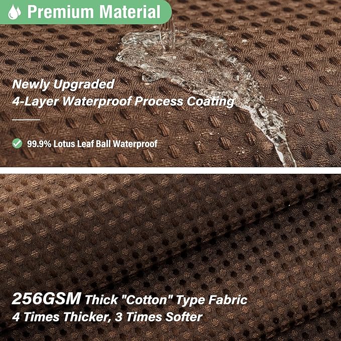 Dynamene Extra Wide Shower Curtain - 84 Inch Wide Waffle Weave Weighted Thick Cloth Bathroom Shower Curtain, Neutral Heavy Duty Hotel Bath Curtain Set with 14 Plastic Hooks, 84x72, Brown