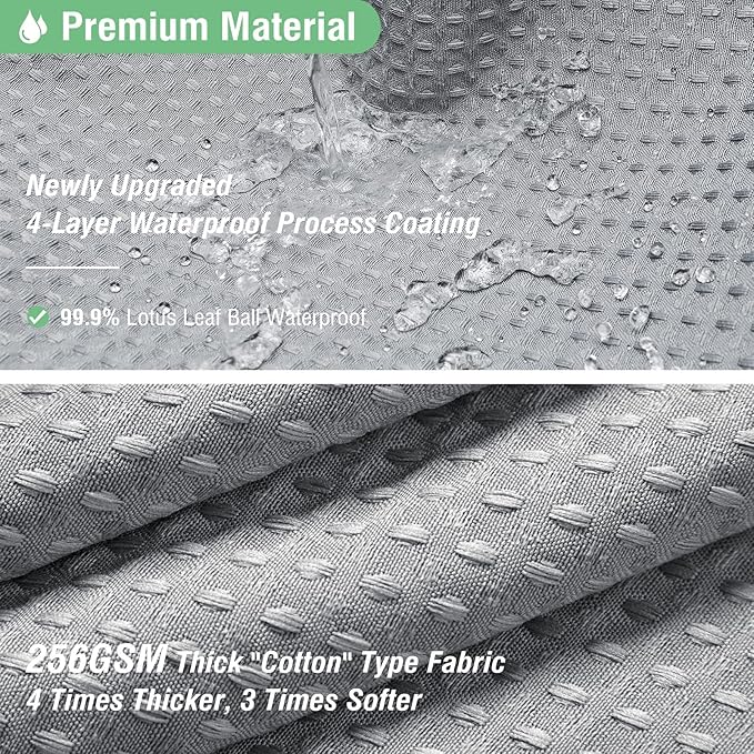 Dynamene Extra Wide Shower Curtain - 180 Inch Wide Waffle Weave Weighted Thick Cloth Bathroom Shower Curtain, Neutral Heavy Duty Hotel Shower Curtain Set with 32 Plastic Hooks,180x72, Grey/Gray
