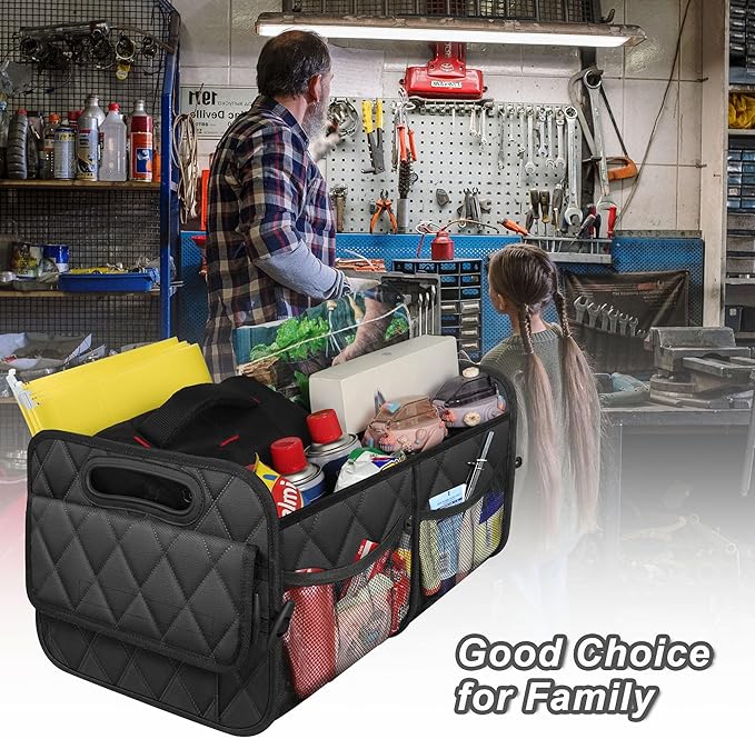 Deosk Car Trunk Organizer for SUV, Car Organizers and Storage with Reinforced Handles, Car Accessories for Women/Men 50LWaterproof Polyester Trunk Organizer, Black