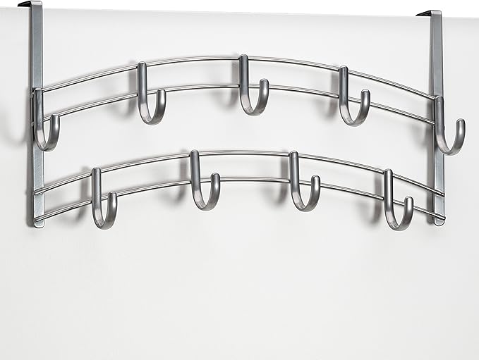 LYNK Professional® Home™ Over the Door Hooks - 9 Hook – Over the Door Coat Rack - Over the Door Hanger - Hanging Towels or Clothes - Bathroom, Bedroom, Laundry Room - Lifetime Ltd. Warranty, Platinum