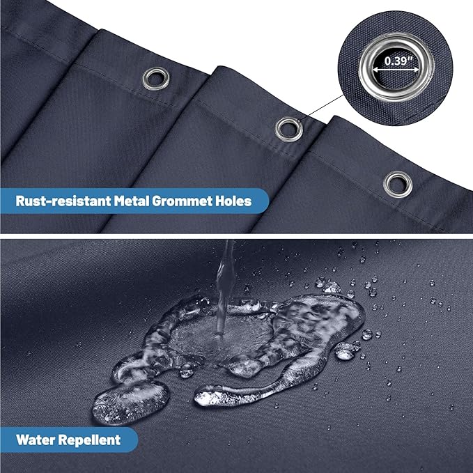 1 Pack Water-Repellent Fabric Shower Curtain Liner - Hotel Quality Machine Washable, 3 Heavy-Duty Magnets with Rustproof Grommets & Weighted Hem, Standard Size 72x66in Blue