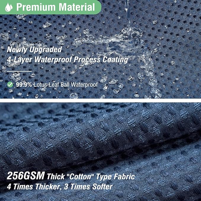 Dynamene Long Shower Curtain - 78 inch Long Waffle Weave Heavy Duty Fabric Shower Curtains for Bathroom, Neutral Weighted Hotel Spa Luxury Bath Curtain Set with 12 Plastic Hooks,72x78,Navy Blue