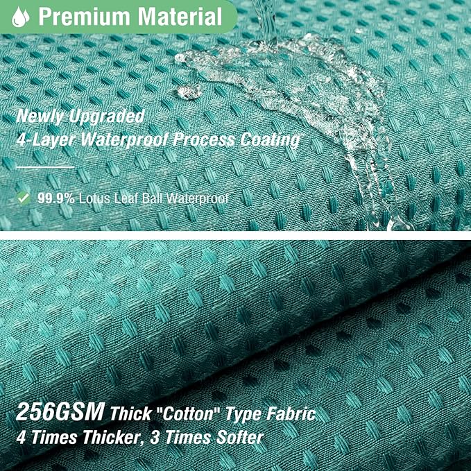 Dynamene Long Fabric Shower Curtain - 78 inch Long Waffle Weave Weighted Cloth Shower Curtains for Bathroom, Heavy Duty Hotel Spa Luxury Bath Curtain Set with 12 Plastic Hooks,72x78, Seaweed Green
