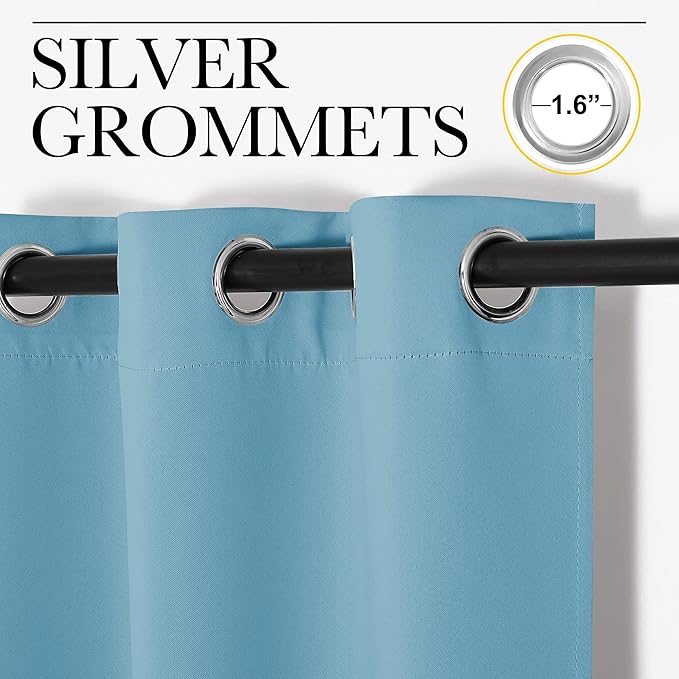 NICETOWN Teal Blue Blackout Curtain 57 inch Length, W55 x L57 Inch, 8 Grommets Top, 1 Piece, Thermal Insulated Modern Window Treatment Soundproof Drape Panel for Bedroom/Living Room