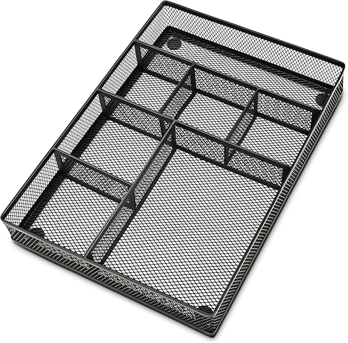 Desk Drawer Organizer Tray,Drawer Organizer for Office and Home,Desk Organizer with Drawers,7 Compartments,Non-Slip Desk Organizers (Black, 12.3" L x 8.3" W x 1.8" H)