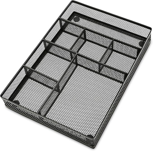 Desk Drawer Organizer Tray,Drawer Organizer for Office and Home,Desk Organizer with Drawers,7 Compartments,Non-Slip Desk Organizers (Black, 12.3" L x 8.3" W x 1.8" H)