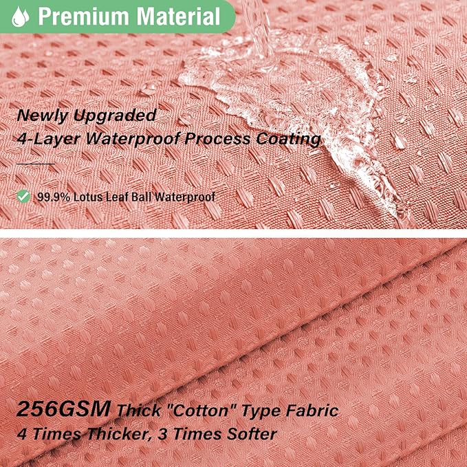 Dynamene Extra Long Shower Curtain - 96 Inch Long Waffle Weave Weighted Thick Cloth Bathroom Shower Curtain, Neutral Heavy Duty Hotel Bath Curtain Set with 12 Plastic Hooks,72x96, Coral