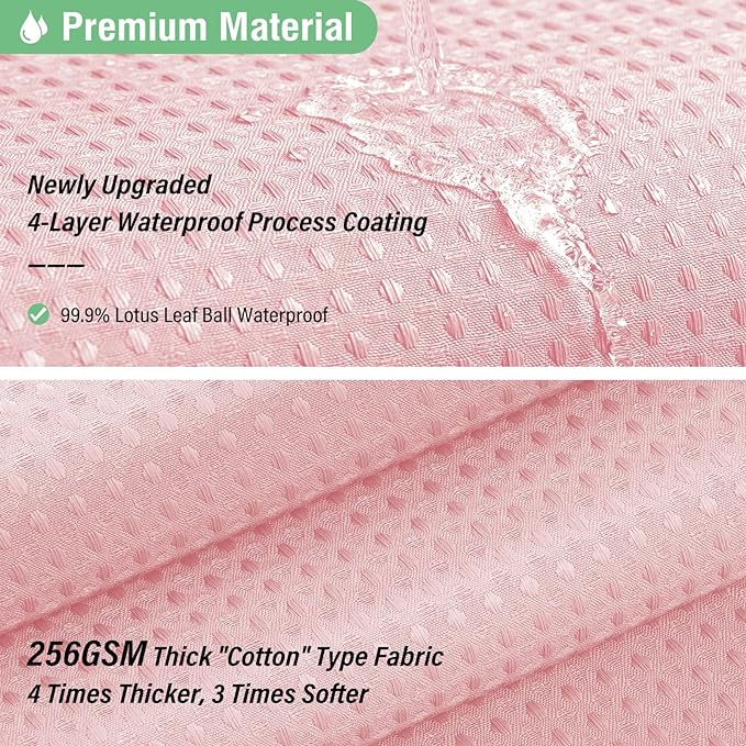 Dynamene Stall Fabric Shower Curtain - 36x72 Waffle Weave Weighted Cloth Shower Curtains for Bathroom, Neutral Heavy Duty Hotel Spa Luxury Bath Curtain Set with 6 Plastic Hooks, Pink
