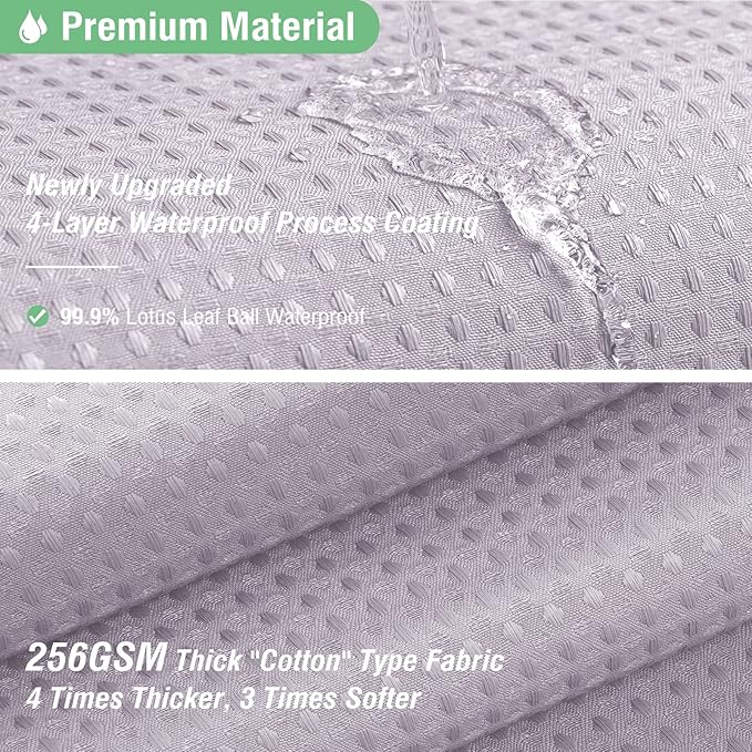 Dynamene Extra Long Shower Curtain - 96 Inch Long Waffle Weave Weighted Thick Cloth Bathroom Shower Curtain, Neutral Heavy Duty Hotel Bath Curtain Set with 12 Plastic Hooks,72x96, Lavender