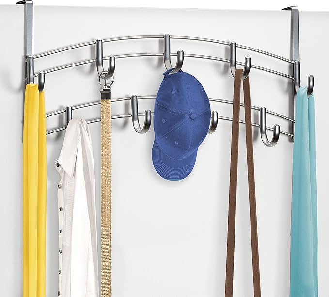 LYNK Professional® Home™ Over the Door Hooks - 9 Hook – Over the Door Coat Rack - Over the Door Hanger - Hanging Towels or Clothes - Bathroom, Bedroom, Laundry Room - Lifetime Ltd. Warranty, Platinum