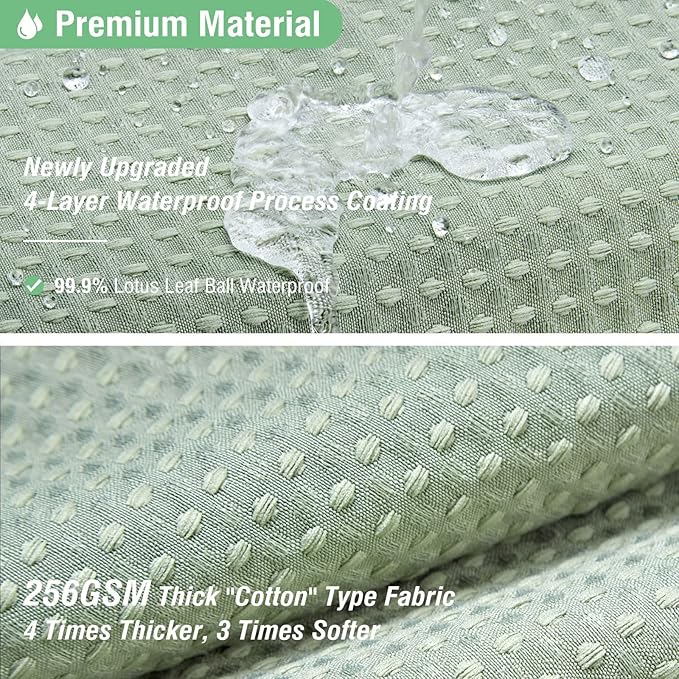 Dynamene 60 inch Stall Shower Curtain - Waffle Weave Heavy Duty Thick Fabric Shower Curtains for Bathroom,Weighted Hotel Spa Luxury Cloth Bath Curtain Set with 10 Plastic Hooks,60x72, Sage Green