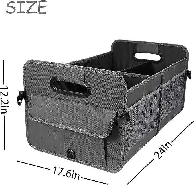 AOKJOY Car Trunk Organizer Car Storage Organizer Collapsible Multi Compartment Car Organizer Adjustable Straps Car Organizer for SUV(Gray)