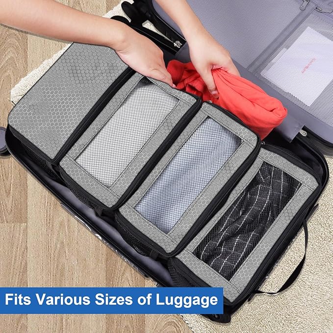 Olosar Suitcase Organizer, Travel Luggage Organizer Portable Hanging Travel Shelves Collapsible Hanging Packing Cubes for Carry on Suitcase