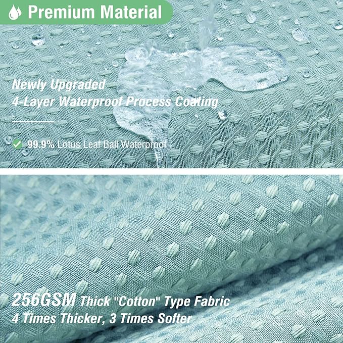Dynamene Extra Long Shower Curtain,84 Inch Long Waffle Weave Weighted Thick Cloth Bathroom Shower Curtain, Neutral Heavy Duty Hotel Bath Curtain Set with 12 Plastic Hooks,72x84,Teal