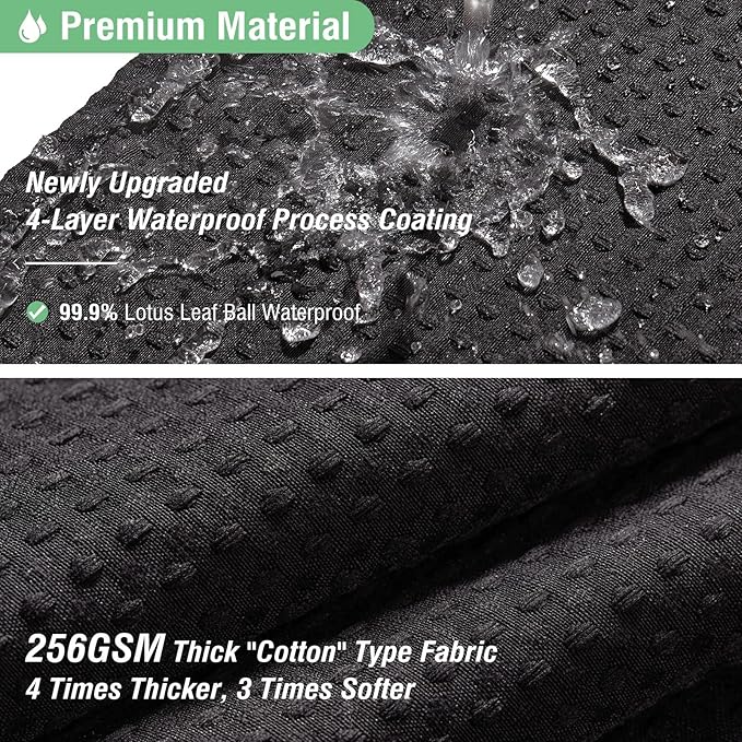 Dynamene Extra Long Fabric Shower Curtain - Waffle Weave 90 Inches Long Heavy Duty Cloth Shower Curtains for Bathroom, 256GSM Tall Hotel Luxury Bath Curtain Set with 12 Plastic Hooks(72Wx90H, Black)