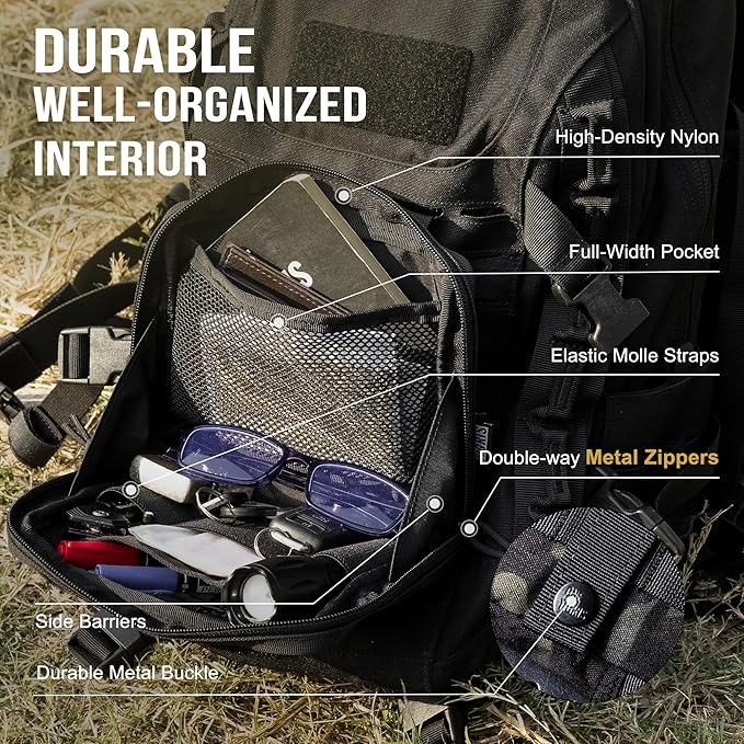 OneTigris MOLLE Pouch, Tactical Admin Pouch Belt EDC Tool Organizer Zippered Utility Waist Pack 7.5"x5"x2"
