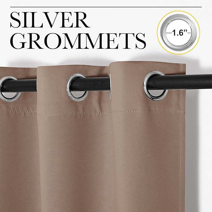 NICETOWN Blackout Curtain Blind for Bedroom, Single Panel, W34 x L72 inches, Cappuccino, Thermal Insulated Grommet Blackout Room Darkening Drape/Drapery