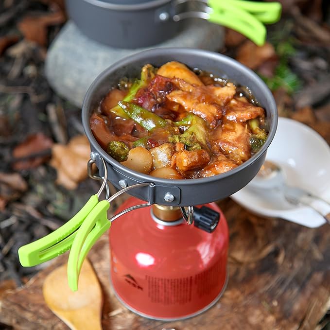MalloMe Camping Cookware Mess Kit for Backpacking Gear – Camping Cooking Set - Camping Pots and Pans Set - Backpacking Stove/Portable Stove Compatible - Camp Kitchen Equipment Accessories Pot