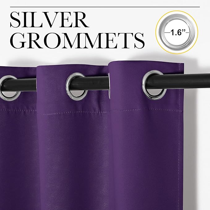 NICETOWN Blackout Window Curtain Short, 55W x 68L, Sold Individually, Royal Purple Color, Home Fashion Thermal Insulated Room Darkening Drapery for Bedroom