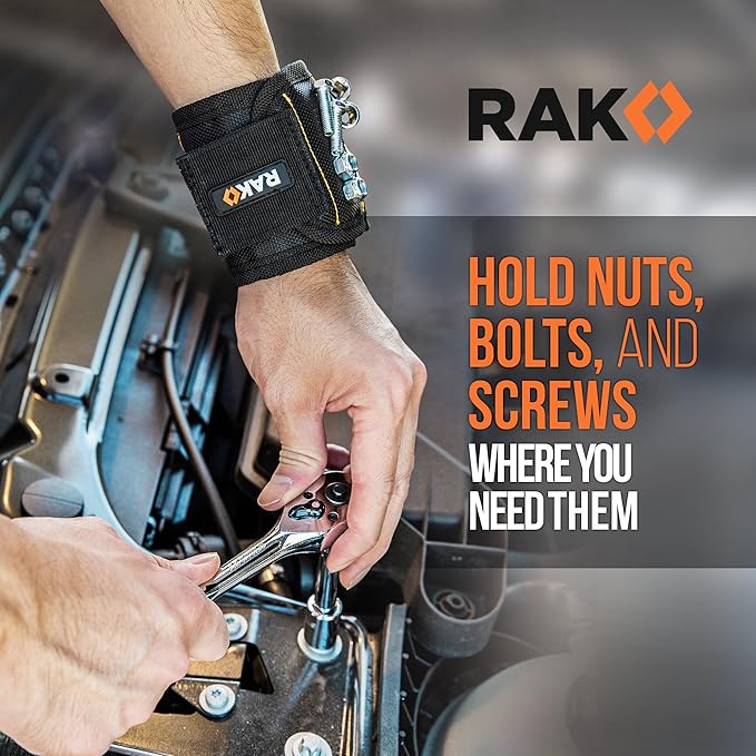 RAK Magnetic Wristband for Tools - Premium Tool Belt for Holding Screws Nails with Powerful Magnets, Birthday Gifts for Men, Cool Gadgets Stuff Gifts for Dad, Husband, Grandpa, Handyman, Him
