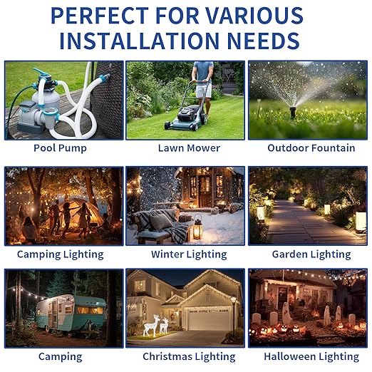 6 Pack Outdoor Extension Cord Safety Cover with Waterproof Seal IP54 Water-Resistant, Weatherproof Electrical Connection Box with 2 Latches, Plug, Socket, Holiday Decoration Light, Green