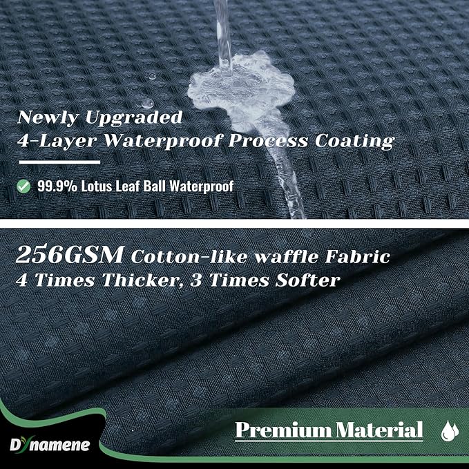 Dynamene Extra Long Shower Curtain, 84 Inch Long Waffle Fabric Shower Curtain for Bathroom, Tall Waterproof Cloth Shower Curtain Liner Set with Hook, Snap in Liner, Mesh Top Window, Navy Blue, 72x84